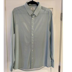 7Diamonds Men's Long-Sleeve Buttoned Dress Shirt (Jade/White Pattern, Size S)